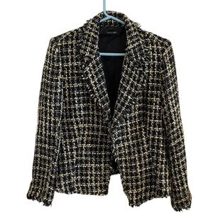 Vintage Silkland Black Cream Tweed Silk Suit Jacket blazer
Old Money classic